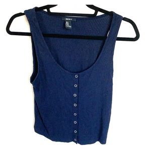 Forever 21 Navy tank with button up front